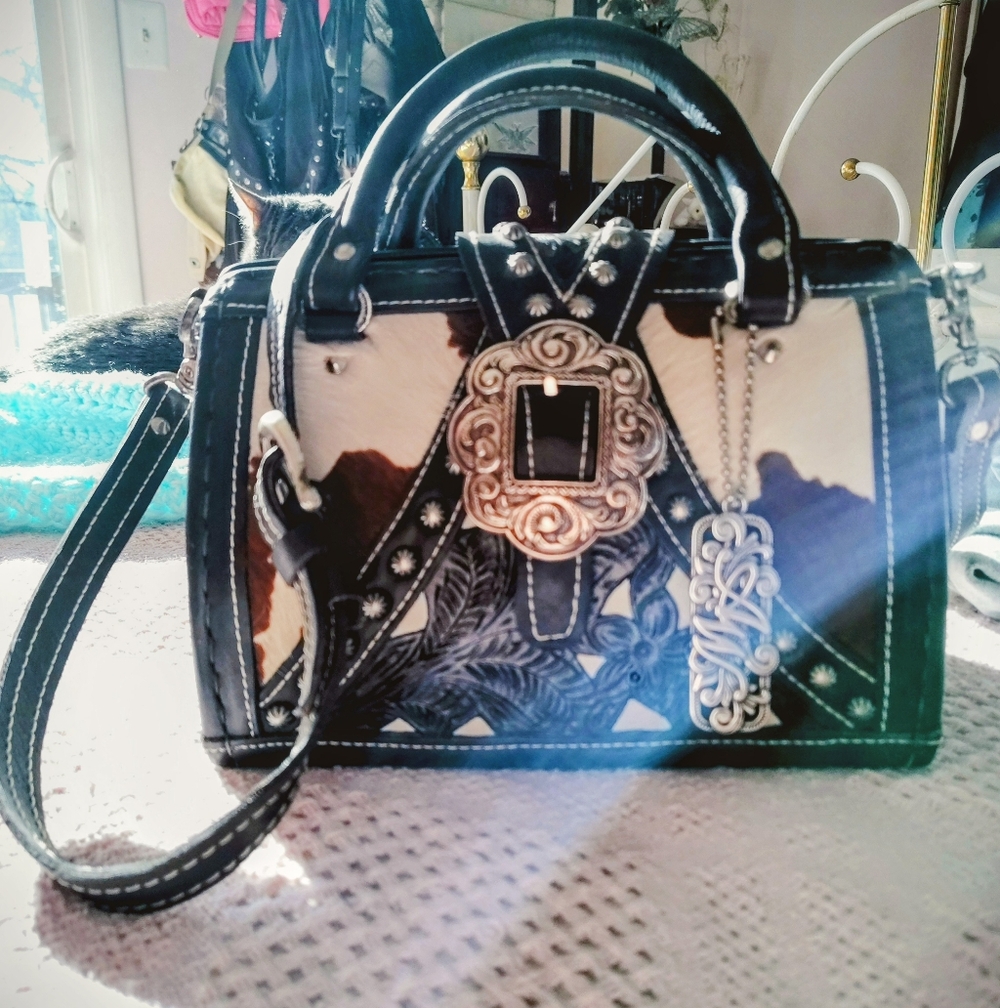 American West Black and Brown Crossbody Bag